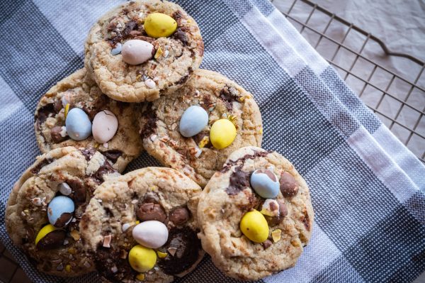 Mini Egg Chocolate Pecan Cookies